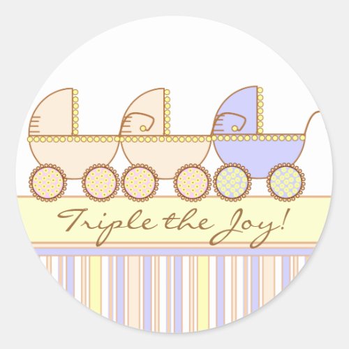 Trio Carriage Triplet Girl and Boy Sticker