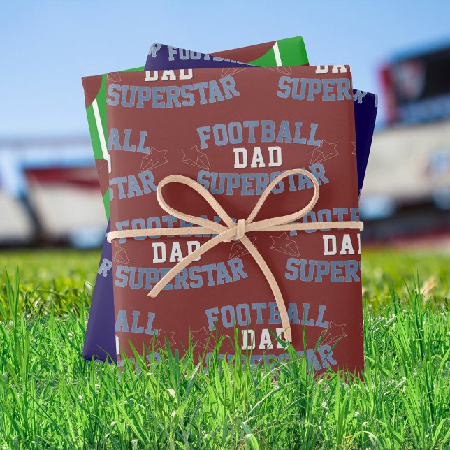 Trio Football Dad Superstar Wrapping Paper Sheets (Wrapping paper sheets for the Football Superstar Dad. Just add his initial)