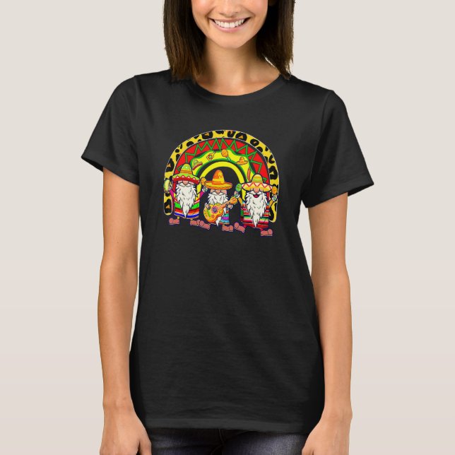 Trio Gnomes Poncho Taco  Rainbow Mexican Cinco De  T-Shirt (Front)