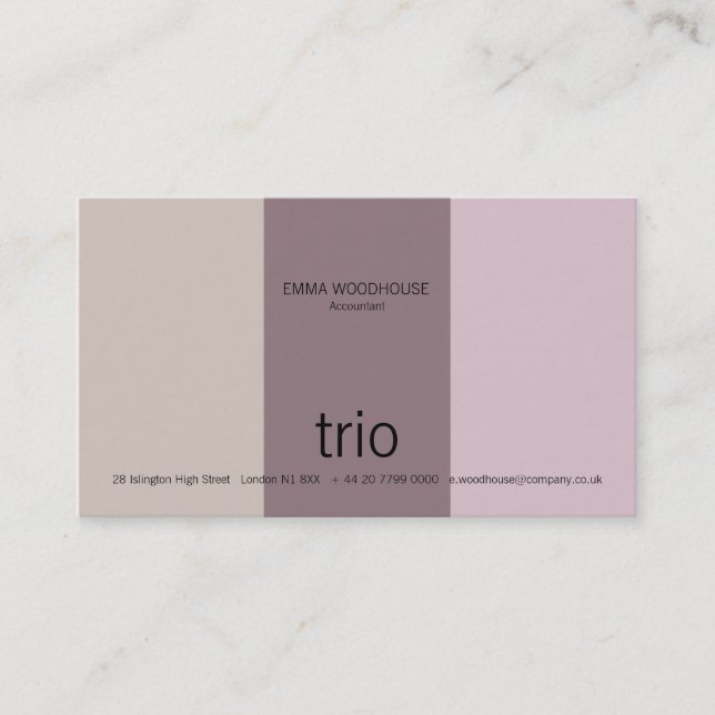 Trio Lilac & Mauve Business Card (Front)