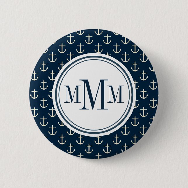 Trio Monogram Anchor Pattern Button (Front)