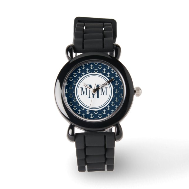 Trio Monogram Anchor Pattern Watch (Front)