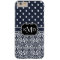 Trio Monogrammed Navy Damask
