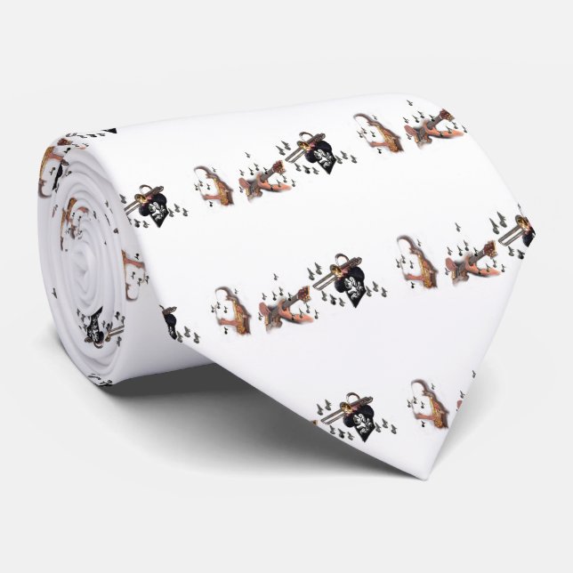 Trio, musicians , abstract guitar, trombone, sax, neck tie (Rolled)