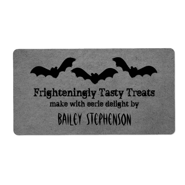 Trio of Bats Halloween Baking Labels, Gray Label (Front)
