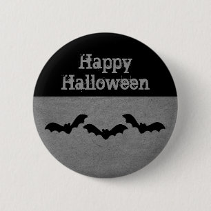 Trio of Bats Halloween Button, Gray Pinback Button