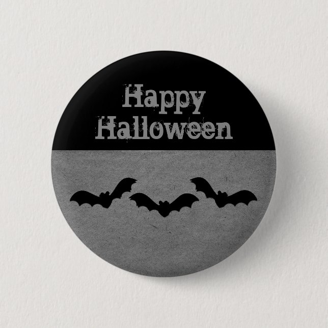 Trio of Bats Halloween Button, Gray Pinback Button (Front)