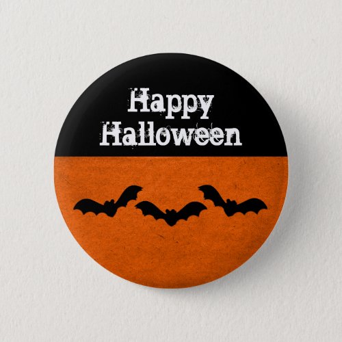 Trio of Bats Halloween Button Orange Pinback Button