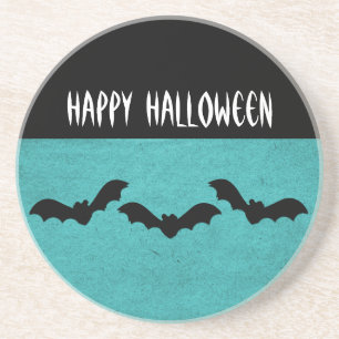 Trio of Bats Halloween Coaster, Teal Sandstone Coaster