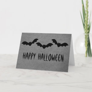 Trio of Bats Halloween Greeting Card, Gray Card