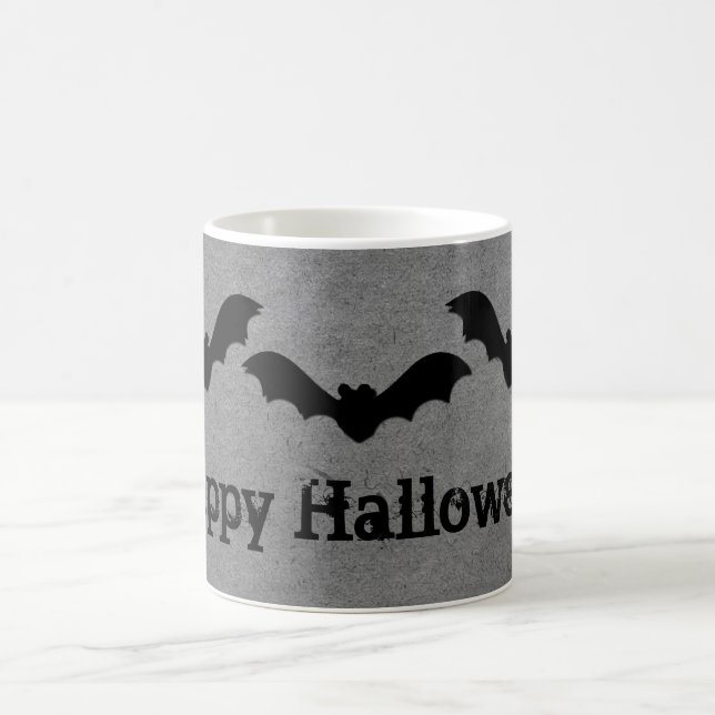 Trio of Bats Halloween Mug, Gray Coffee Mug (Center)
