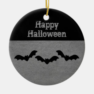 Trio of Bats Halloween Ornament, Gray Ceramic Ornament