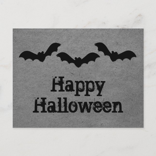 Trio of Bats Halloween Postcard, Gray Postcard (Front)