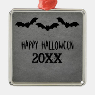 Trio of Bats Halloween Premium Ornament, Gray Metal Ornament
