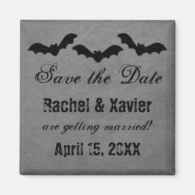 Trio of Bats Halloween Save the Date Magnet (Front)