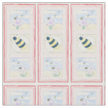 Trio of Bees with Flowers Fabric