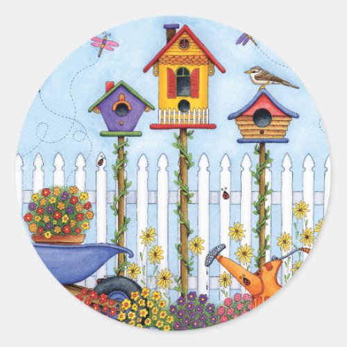 Trio of Birdhouses Classic Round Sticker