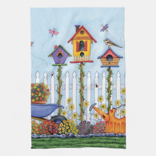 Trio of Birdhouses Kitchen Towel