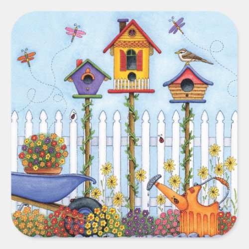 Trio of Birdhouses Square Sticker