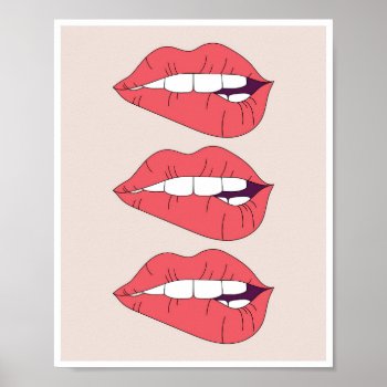 Trio Of Biting Red Lips Poster by TypologiePaperCo at Zazzle