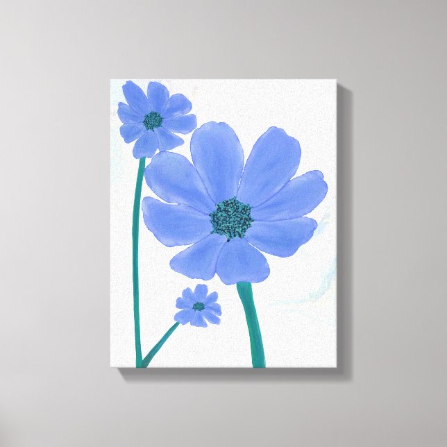 Trio of Blue Flowers Canvas Print (Front)