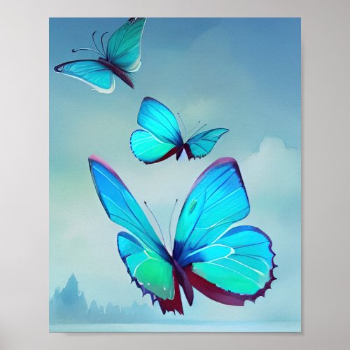 Trio of Butterflies Poster