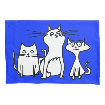 Trio Of Cartoon Cats Pillowcase by PugWiggles at Zazzle