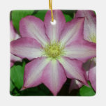 Trio of Clematis Pink and White Spring Vine Ceramic Ornament