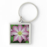 Trio of Clematis Pink and White Spring Vine Keychain