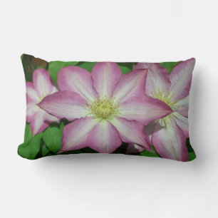 Trio of Clematis Pink and White Spring Vine Lumbar Pillow