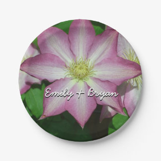 Trio of Clematis Pink and White Spring Vine Paper Plates