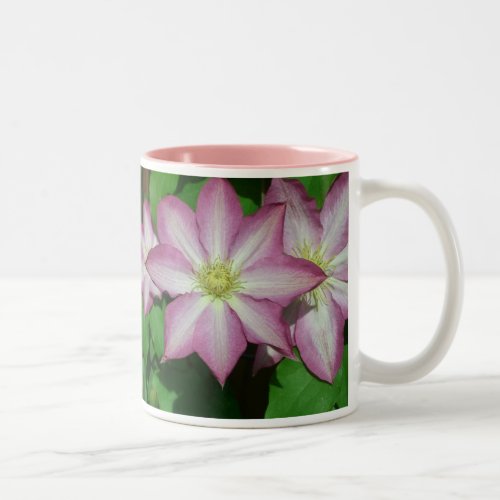 Trio of Clematis Pink and White Spring Vine Two_Tone Coffee Mug