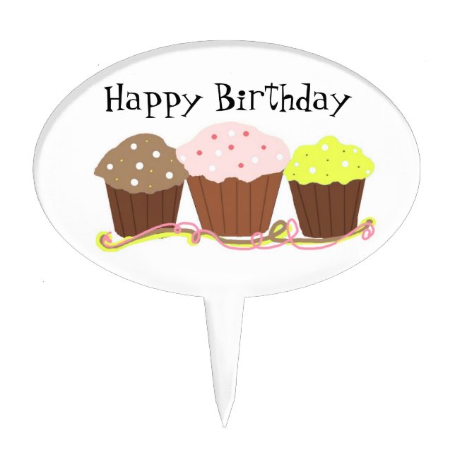 Trio of Cupcakes Cake Topper (Front)