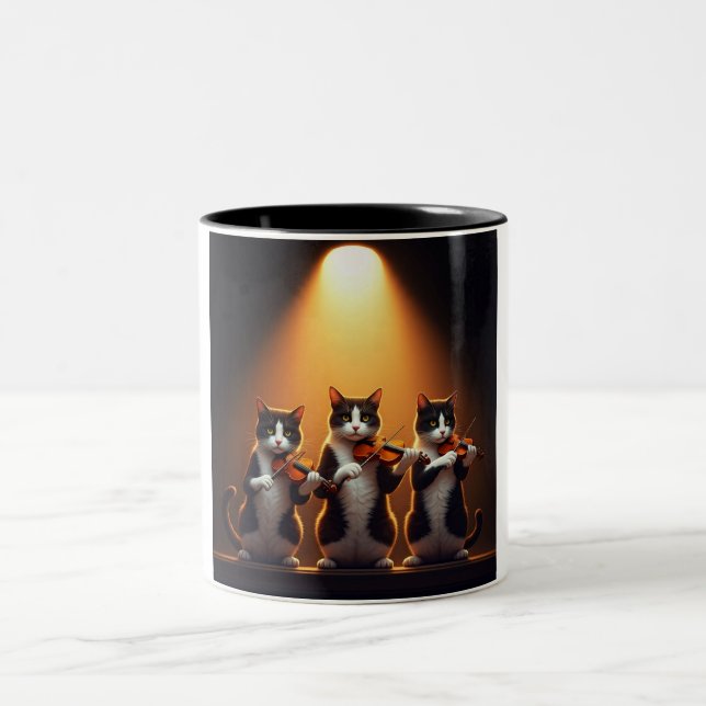 Trio of Feline Musicians Coffee Mug (Center)