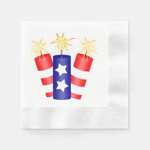 Trio of Firecrackers for the 4th of July Paper Napkins