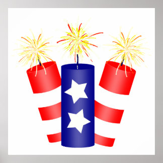 Trio of Firecrackers for the 4th of July Poster