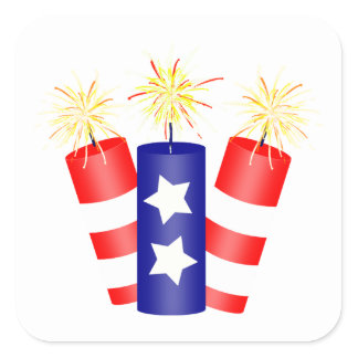 Trio of Firecrackers for the 4th of July Square Sticker