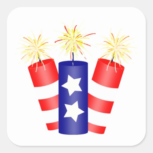 Trio of Firecrackers for the 4th of July Square Sticker