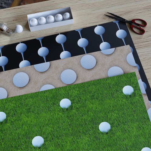 Trio of Golf Ball Designs for Golfers Wrapping Paper Sheets