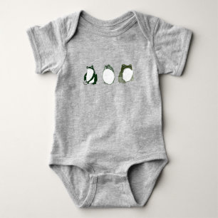 Trio of Grumpy Japanese Frogs Toads 19th Century  Baby Bodysuit