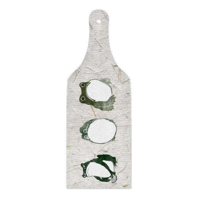 Trio of Grumpy Japanese Frogs Toads 19th Century  Cutting Board (Front)