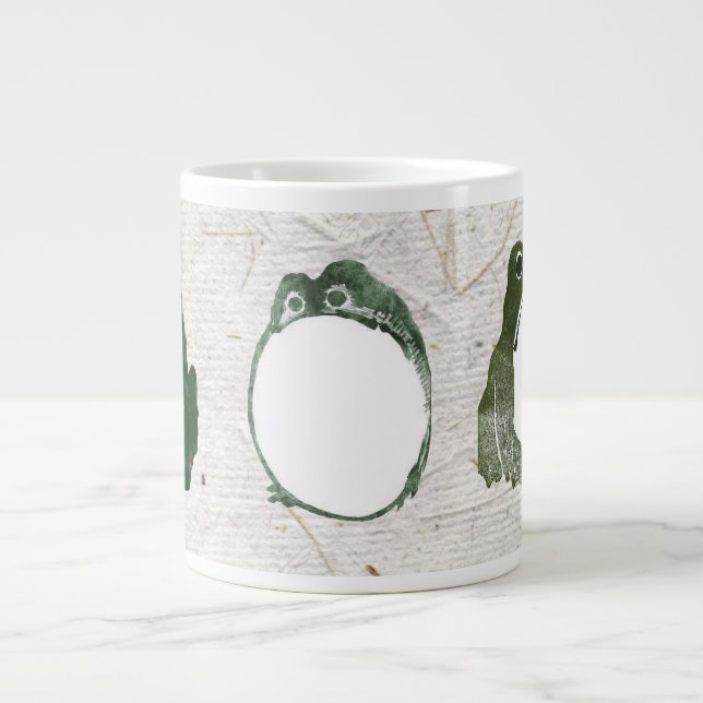 Trio of Grumpy Japanese Frogs Toads 19th Century  Giant Coffee Mug (Front)