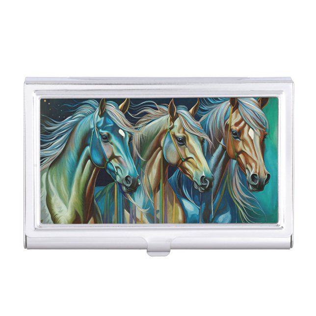 Trio of Horses  Business Card Case (Front)