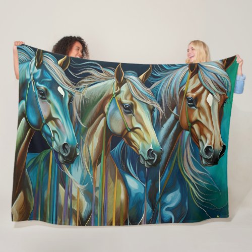 Trio of Horses  Fleece Blanket