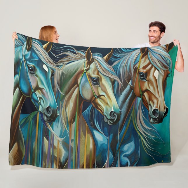 Trio of Horses  Fleece Blanket (In Situ)