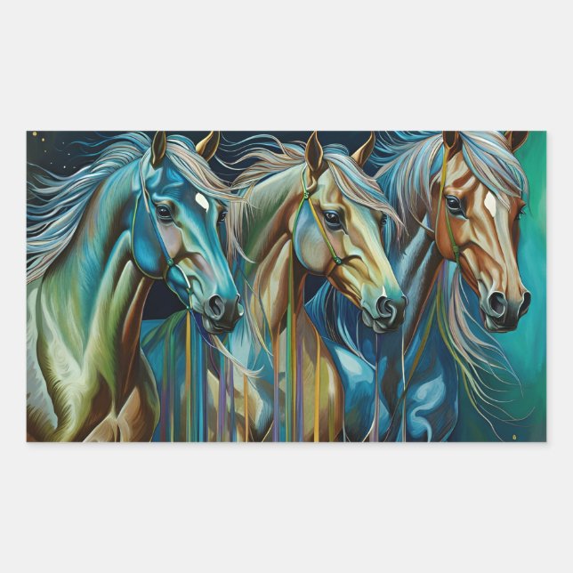 Trio of Horses  Rectangular Sticker (Front)