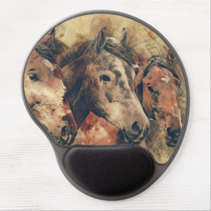 Trio of Horses Rustic Gel Mouse Pad