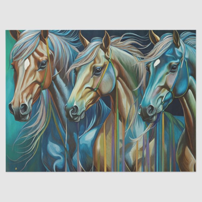 Trio of Horses  Tissue Paper (Front)