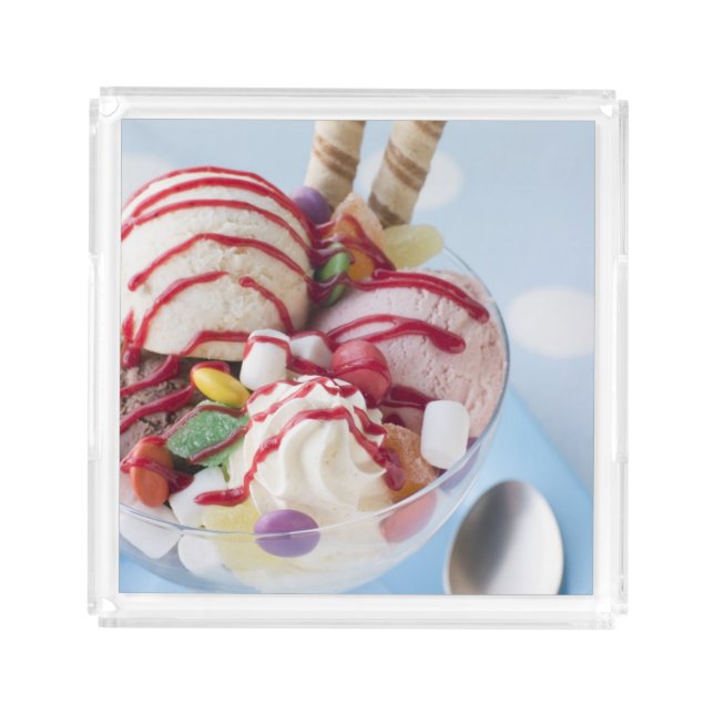 Trio of Ice Cream and Sweet Sundae Acrylic Tray (Front)