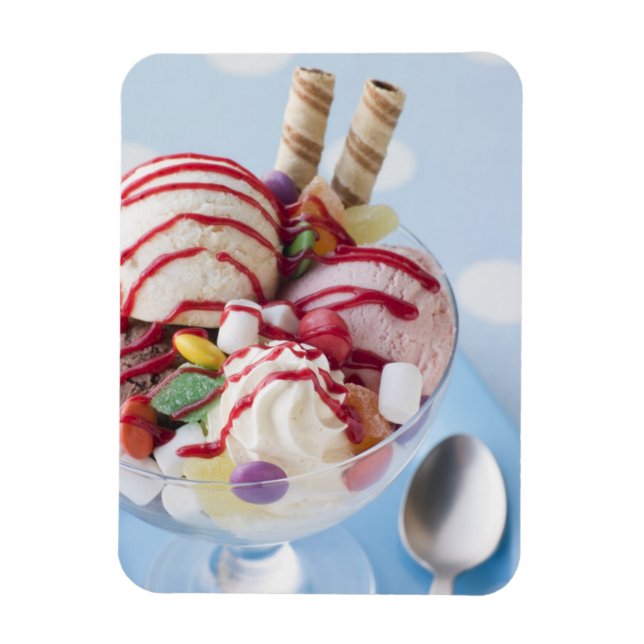Trio of Ice Cream and Sweet Sundae Magnet (Vertical)